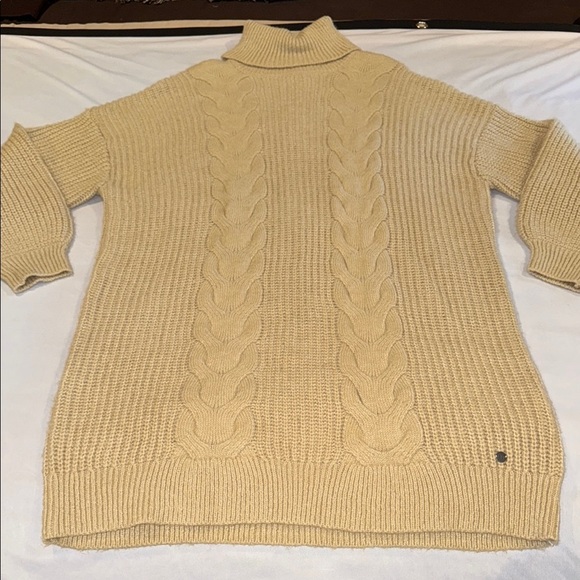 Noisy May Sweater Dress Turtleneck Tan Cable Knit Design Warm Cozy Women's Sz XL - Picture 3 of 13